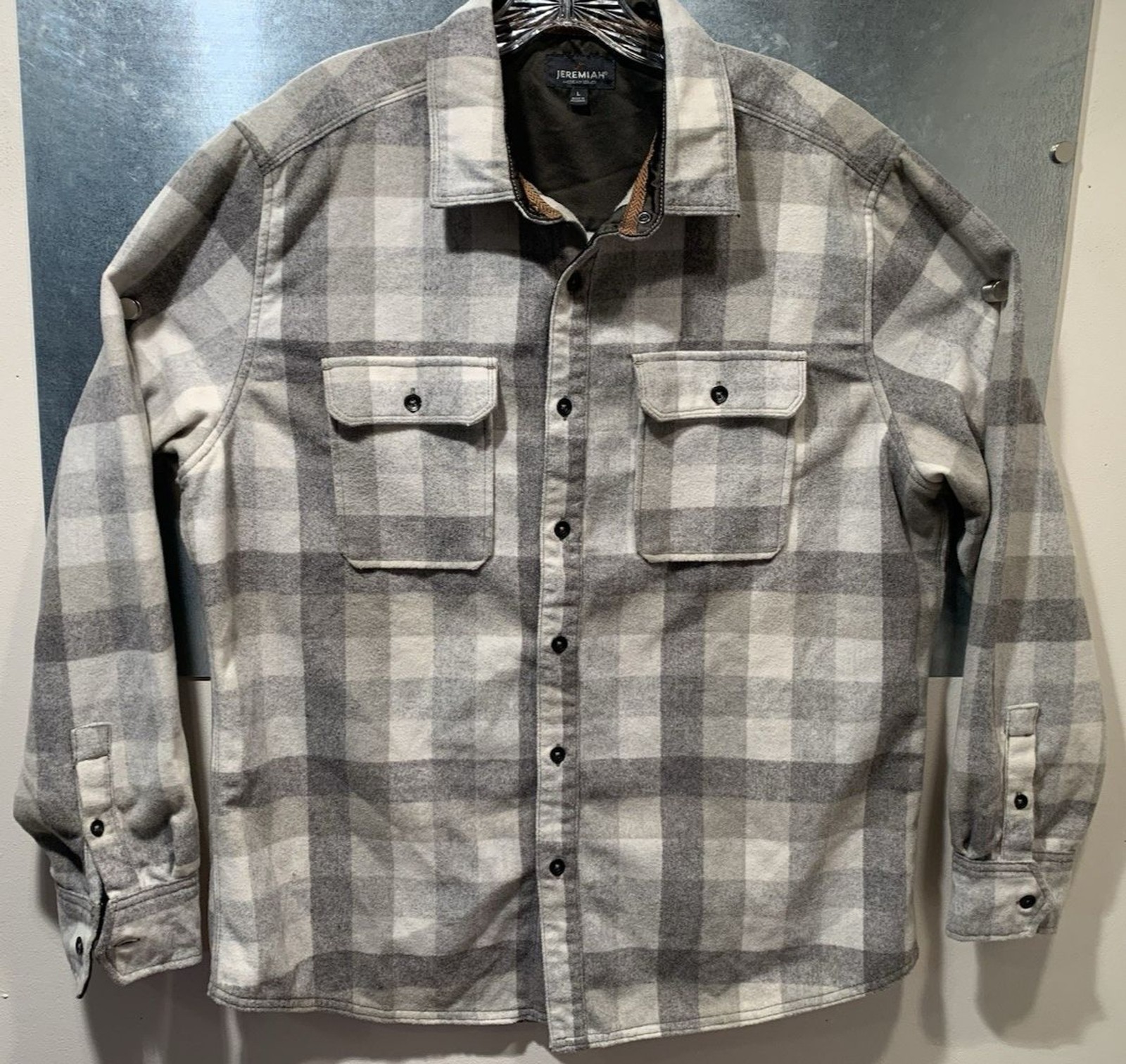 Jeremiah American Legacy Gray Plaid Flannel Wool Blend Shirt/Jacket Large