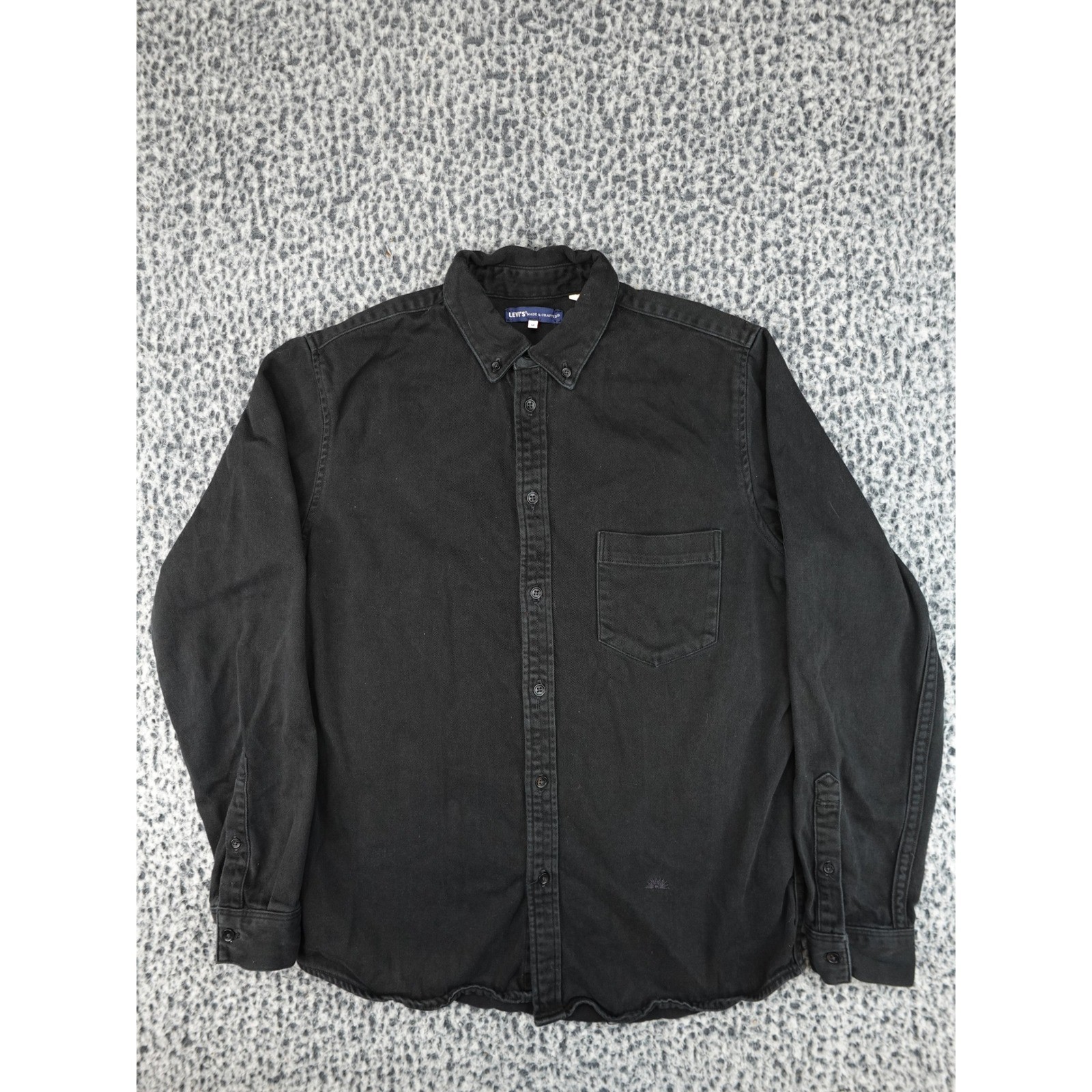 Levi’s Made & Crafted Button Down Shirt Mens M Black Denim Sunburst Logo