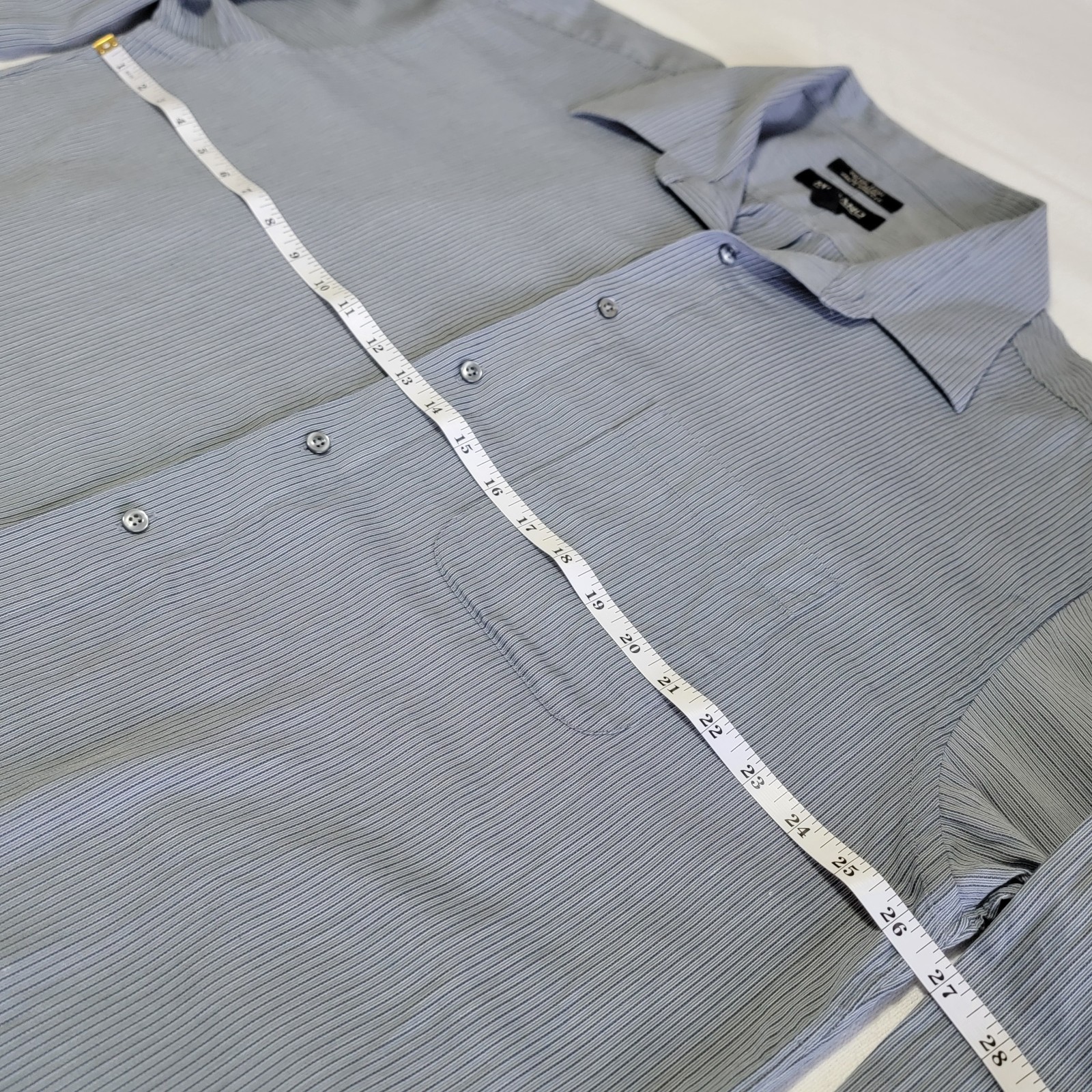 Murano Long-Sleeve Button-Down Men’s Shirt Striped Grey 18/36 Tall (Chest 52 in)