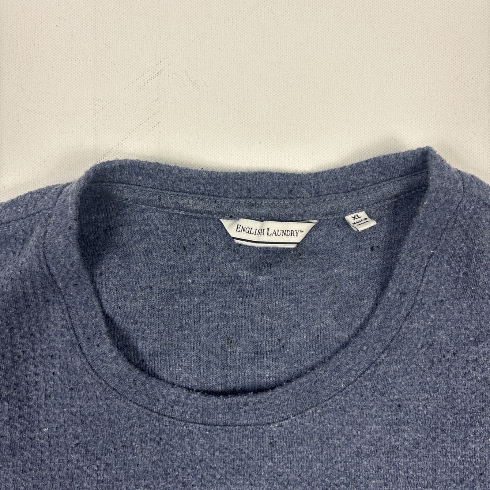 English Laundry Men’s Regular Fit Textured Long Sleeve Crewneck Shirt, Blue XL