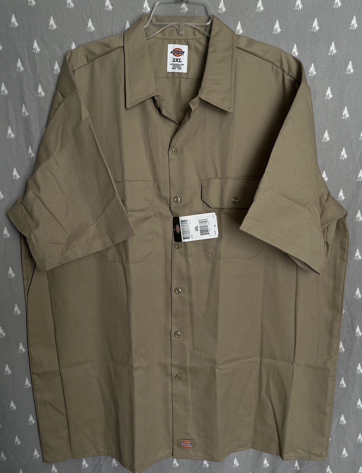 NWT Dickies Shirt Men’s 2XL Khaki Short Sleeve Button Up 1574KH Work Uniform