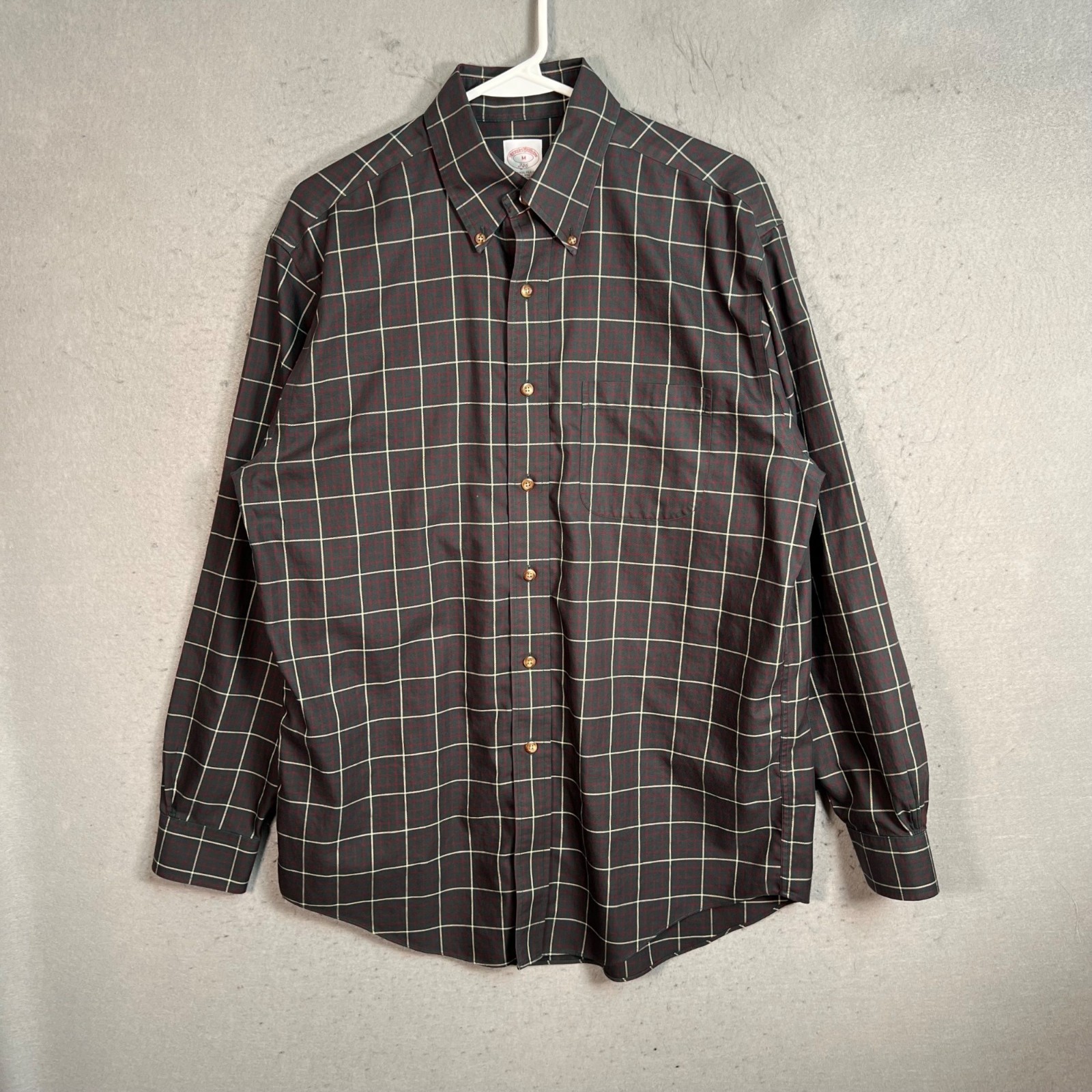 Brooks Brothers Mens Size Medium 346 Non-Iron Cotton Plaid Button-Down Shirt