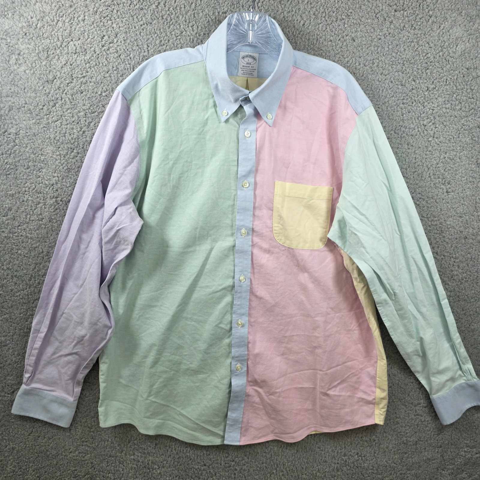 Brooks Brothers Men’s Multicolor Colorblock Long Sleeve Non Iron Size L