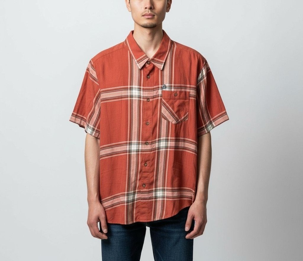 Unbranded Classic Fit Mens Size M Plaid Short Sleeve Button-Up Shirt