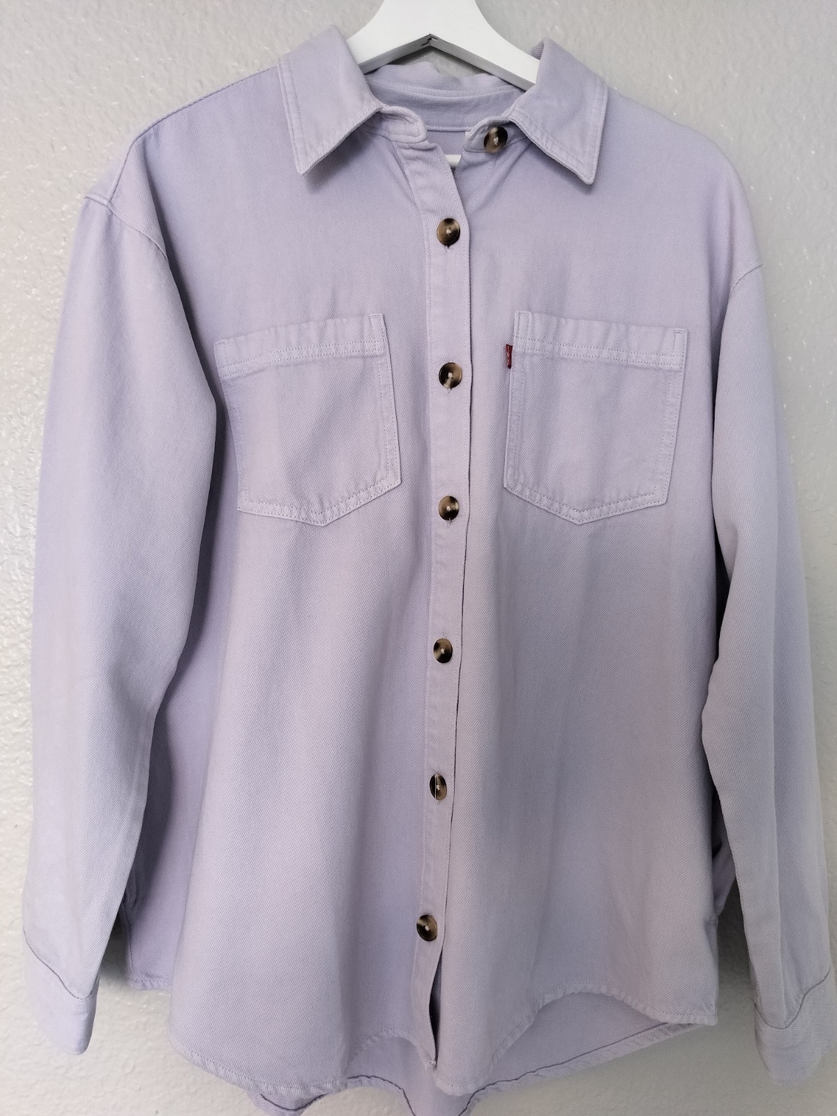 Levi’s Iris Overshirt Denim Jacket Women’s Medium Pastel Lavender Purple Shacket
