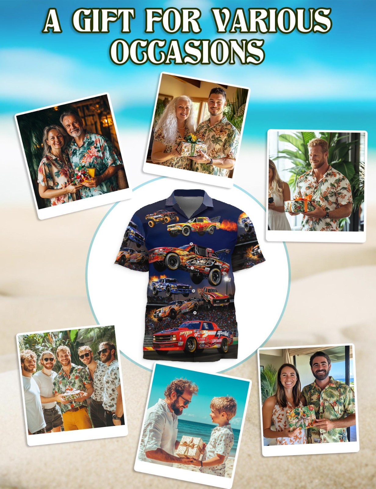 Dirt Track Racing Hawaiian Shirt Race Car Aloha Summer Beach Wear