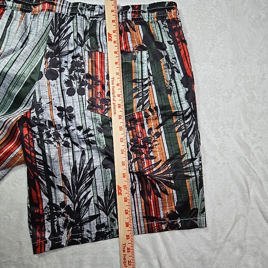 VATPAVE Hawaiian Shirt Shorts 2 Piece Outfit Mens 3XL Striped Floral Swim Trunks