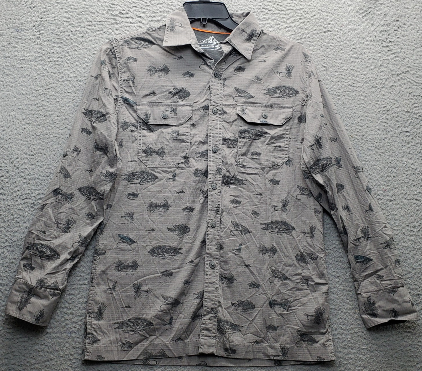 Croft & Barrow Fishing Ripstop Shirt Mens S Multi Woolly Bugger Print Quick Dry