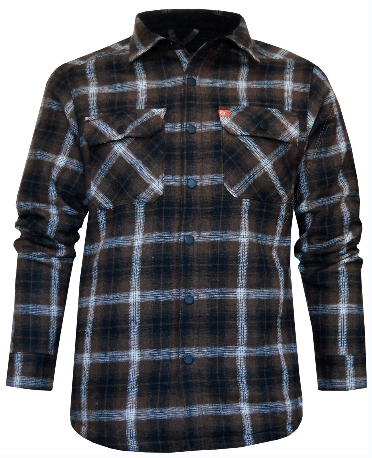 Plaid Shirt Jacket Sherpa Lined Padded Flannel Check Lumberjack with 5 Pockets