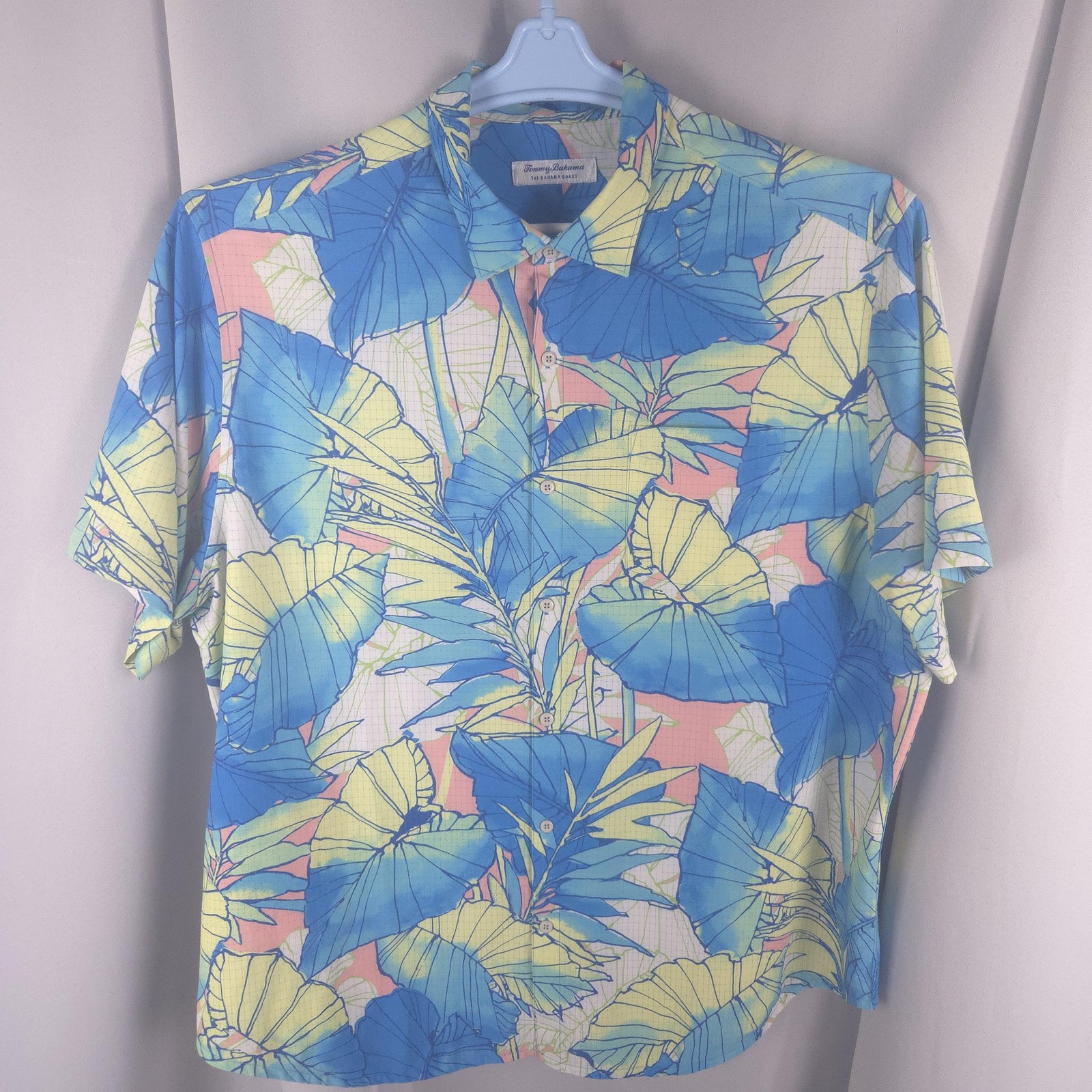 Tommy Bahama Shirt Mens Big 1X Blue Floral Island Zone Stretch Performance Camp