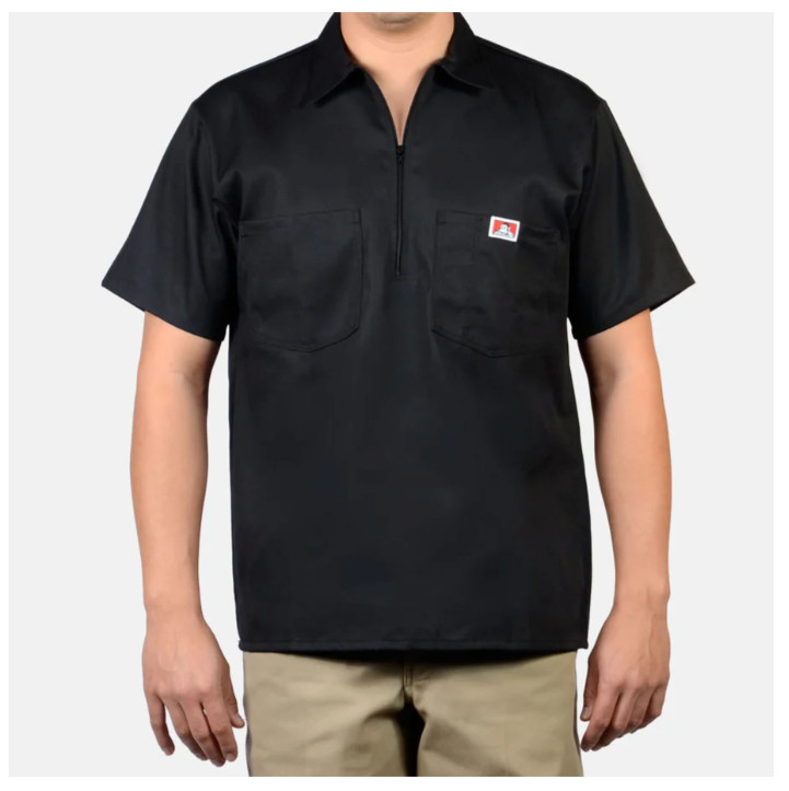 Ben Davis Shirt Short Sleeve 60% Cotton 40% Polyester All Color 1/4 Zip X Large