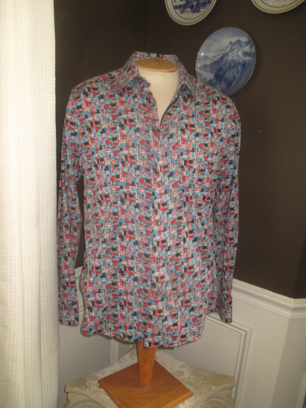 ROBERT GRAHAM mens SZ XL multi color CLASSIC FIT button front long sleeve shirt
