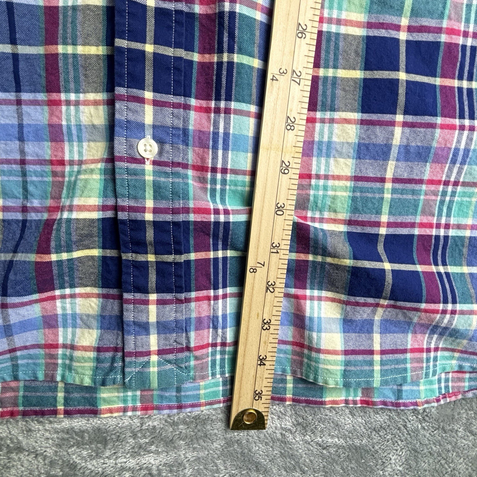 Ralph Lauren Shirt Mens 4XB Big Blue Multi Plaid Oxford Cotton Buttons Pony NWT