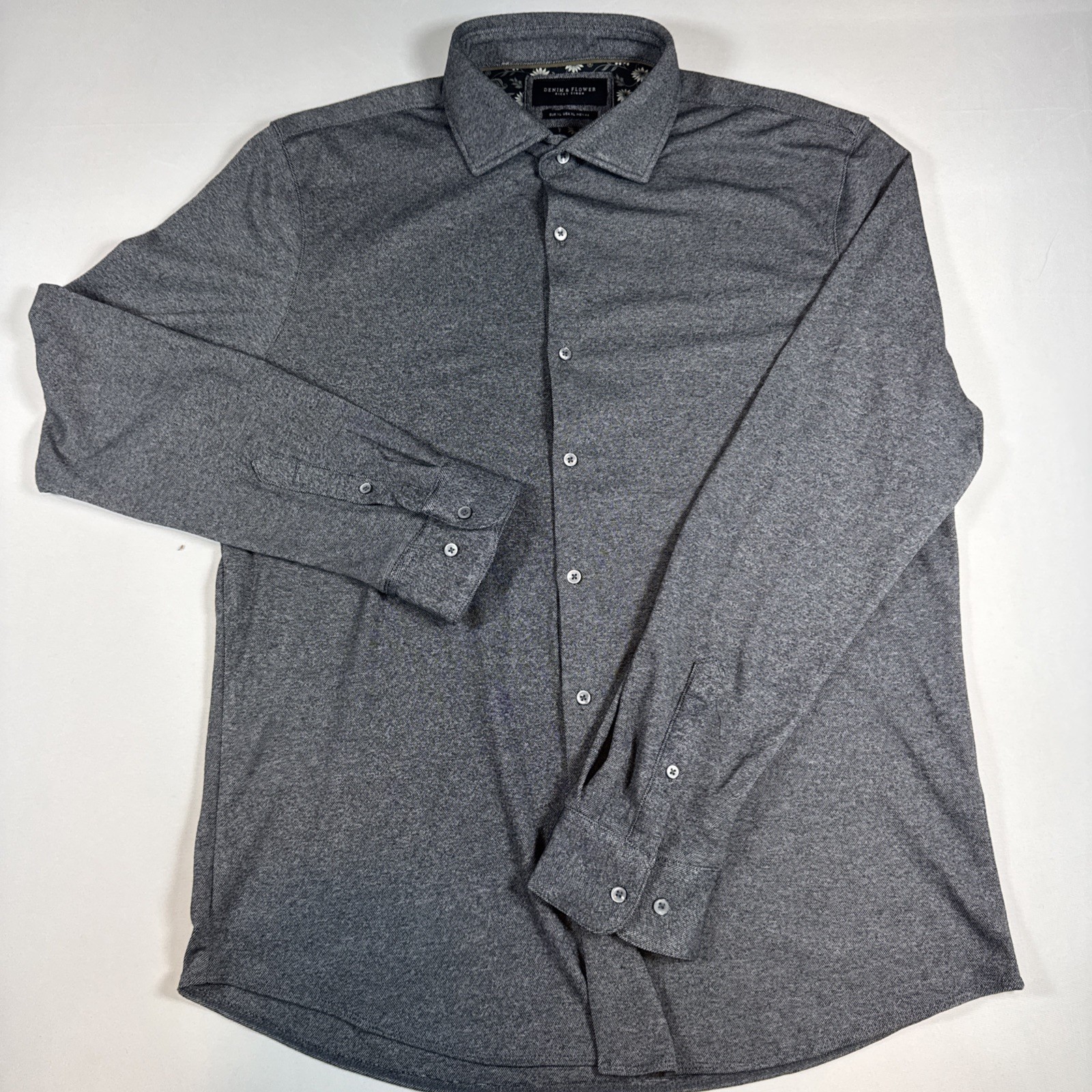 Denim & Flower Ricky Singh Men’s XL Long Sleeve Button Up Gray Nice!