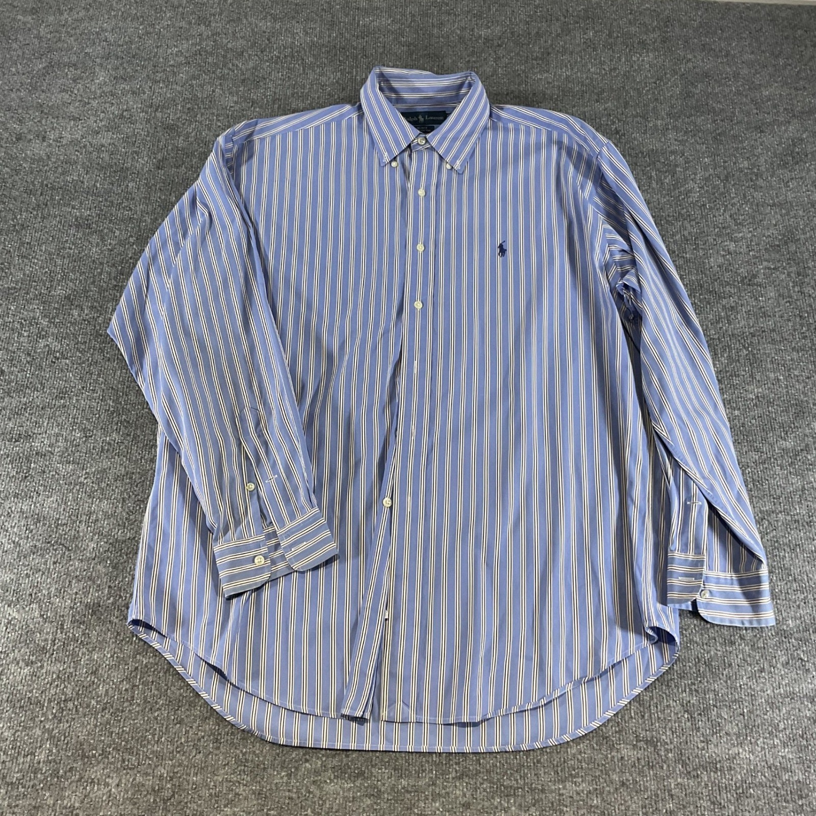 Polo Ralph Lauren Blake Shirt Mens Large Blue Striped 100% CottoPony Button Down