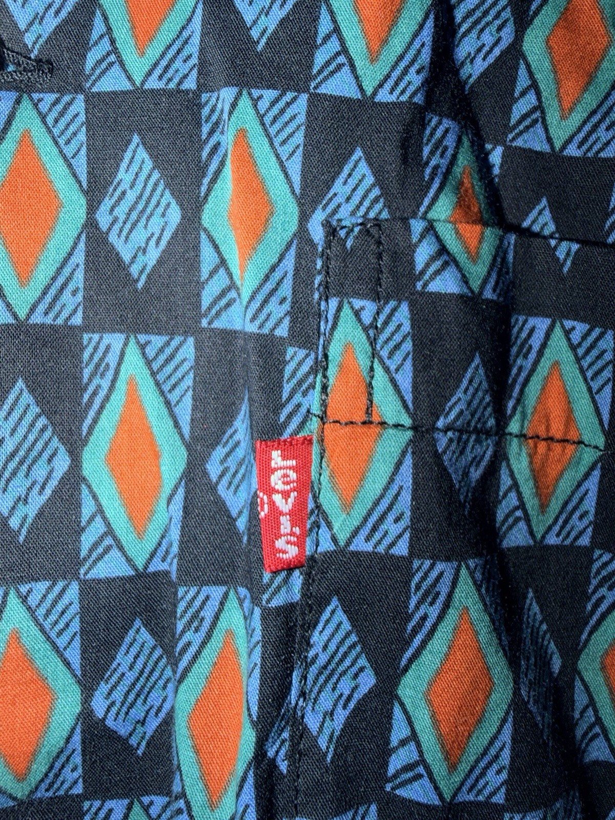 Levi’s Men’s M Blue Geometric Woven Short Sleeve Button-Up Shirt