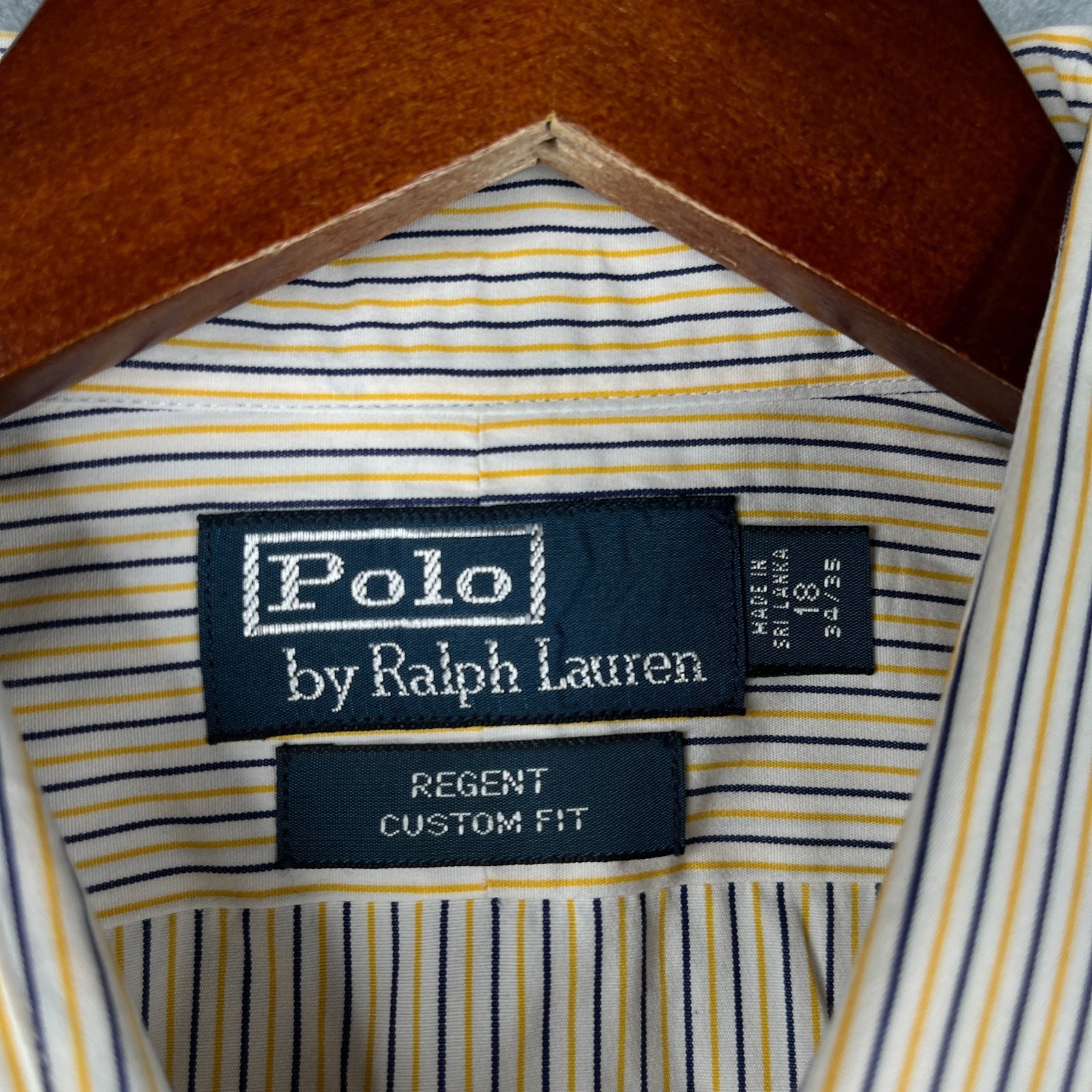 Polo Ralph Lauren Shirt 18 Regent Custom Yellow Striped Button Up Long Sleeve