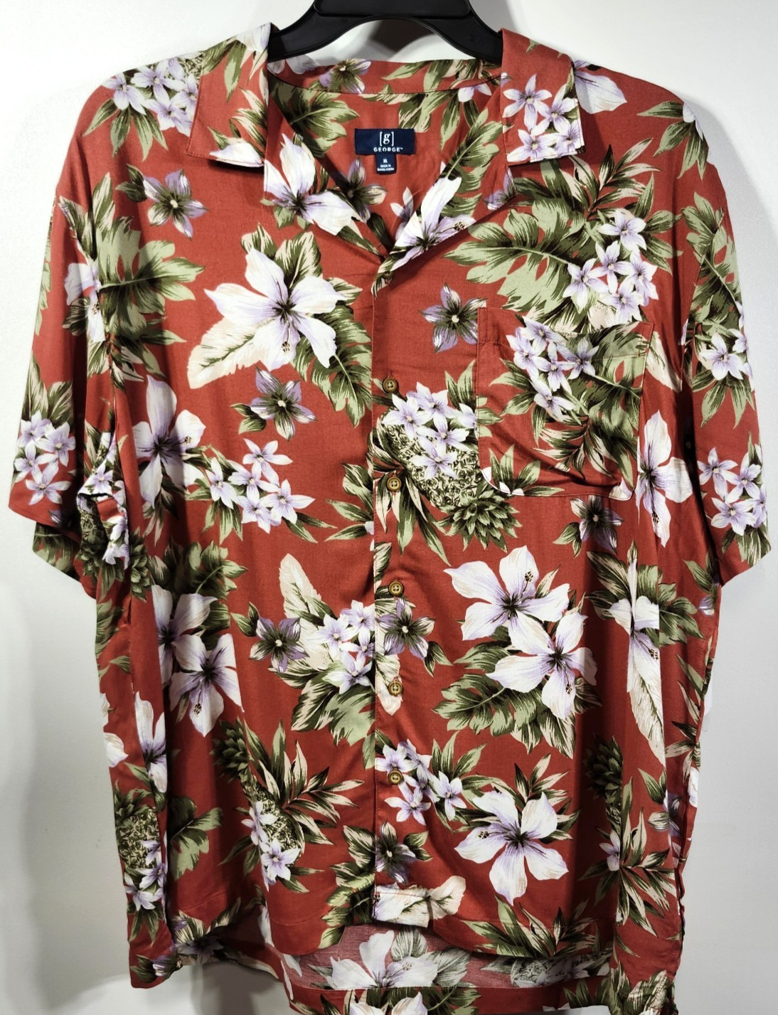 George Hawaiian Shirt Men’s Size XL Relaxed Fit Floral Tropical Beach Aloha NEW
