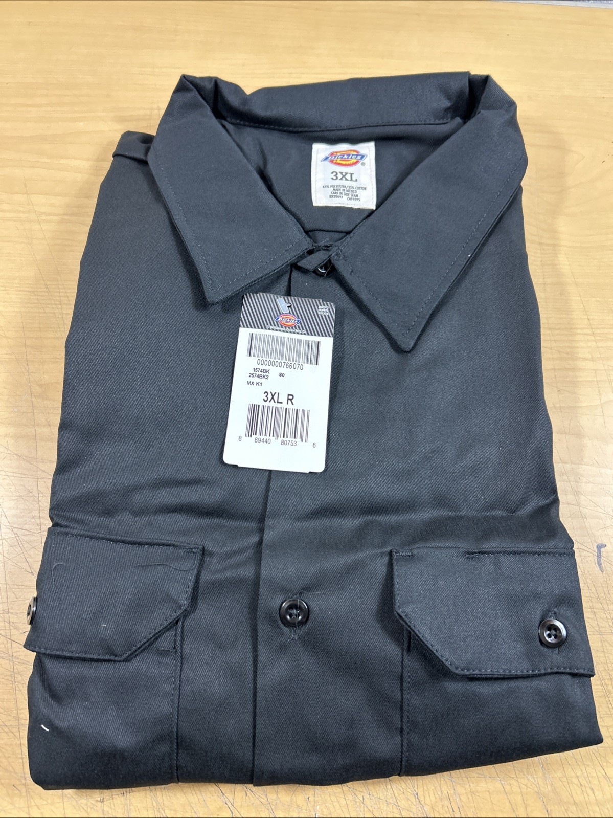 Dickies Men’s 1574 Short Sleeve Work Shirt Size 3XL Black (6510)