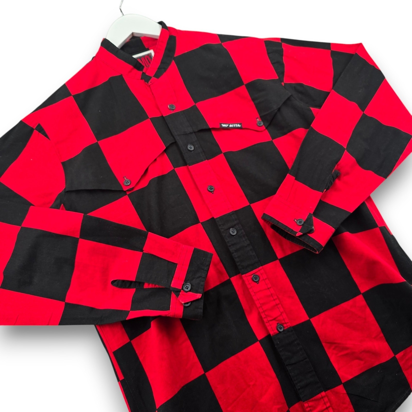 Mo Betta Men Shirt 16 35 Red Black Checkerboard Western Band Collar Garth Brooks