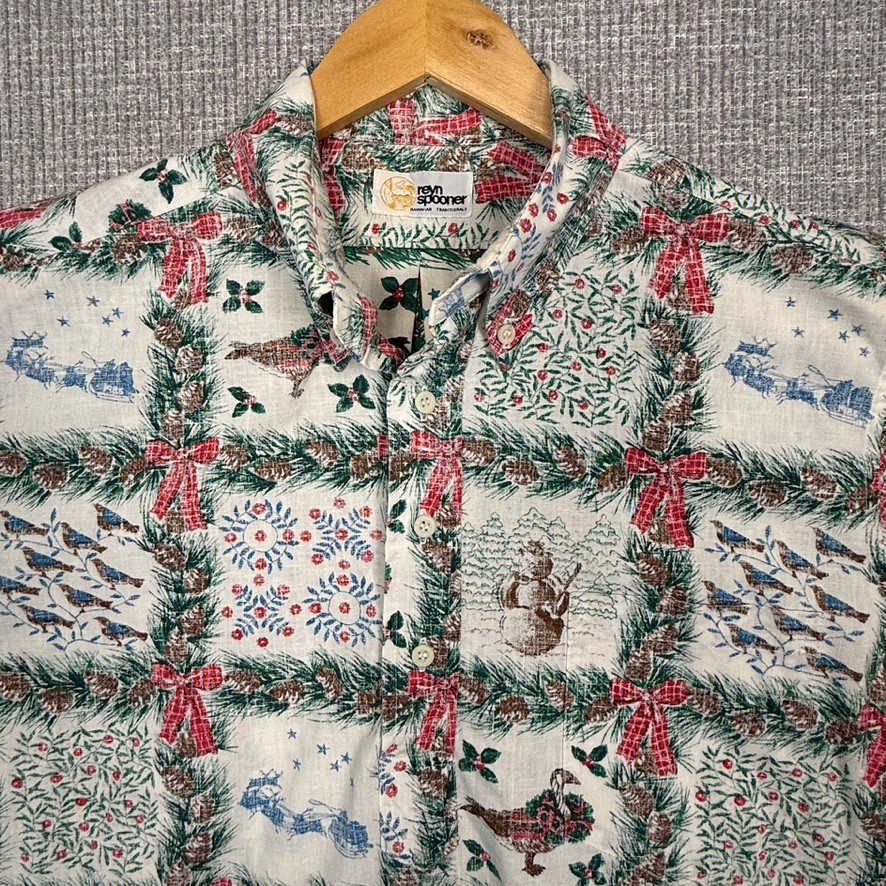 Vtg 1985 Reyn Spooner Mele Kalikimaka Sz S/M Popover Hawaiian Christmas RARE