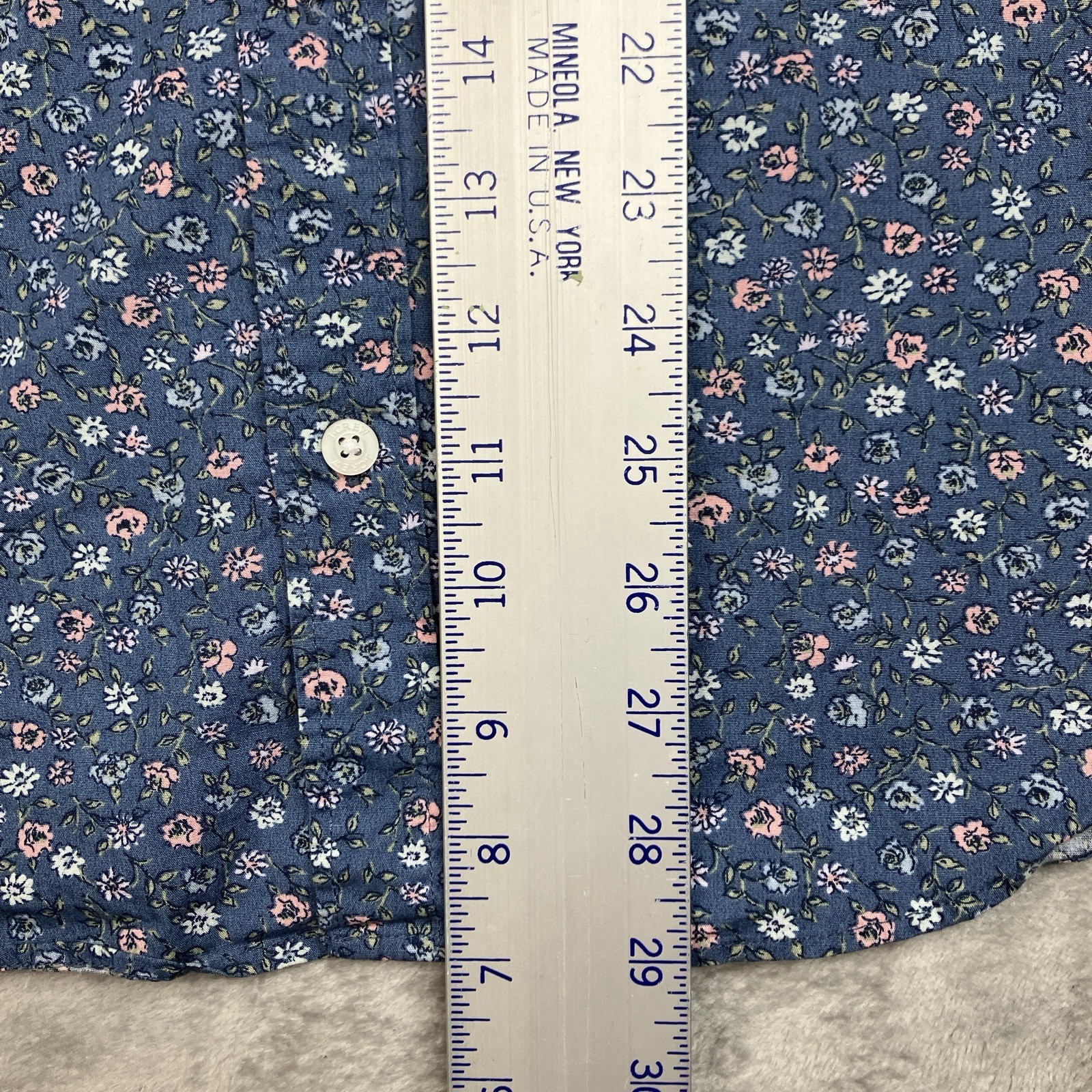J Crew Floral Button Shirt Mens L Blue Pink Flex Washed Cotton Casual BP969