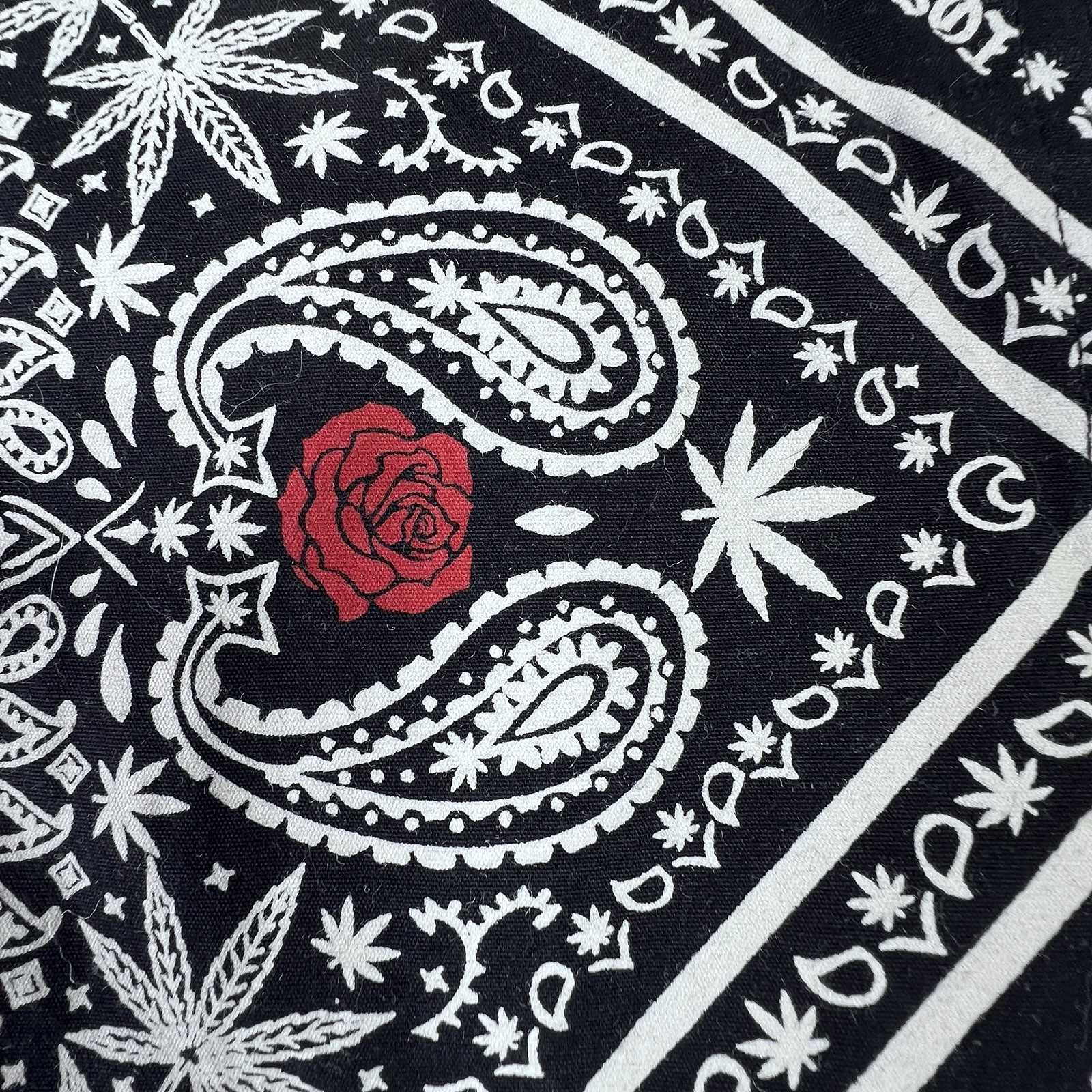 Eighty Eight Button Up Shirt Short Sleeve Black White Red With Hidden Pot Leaf