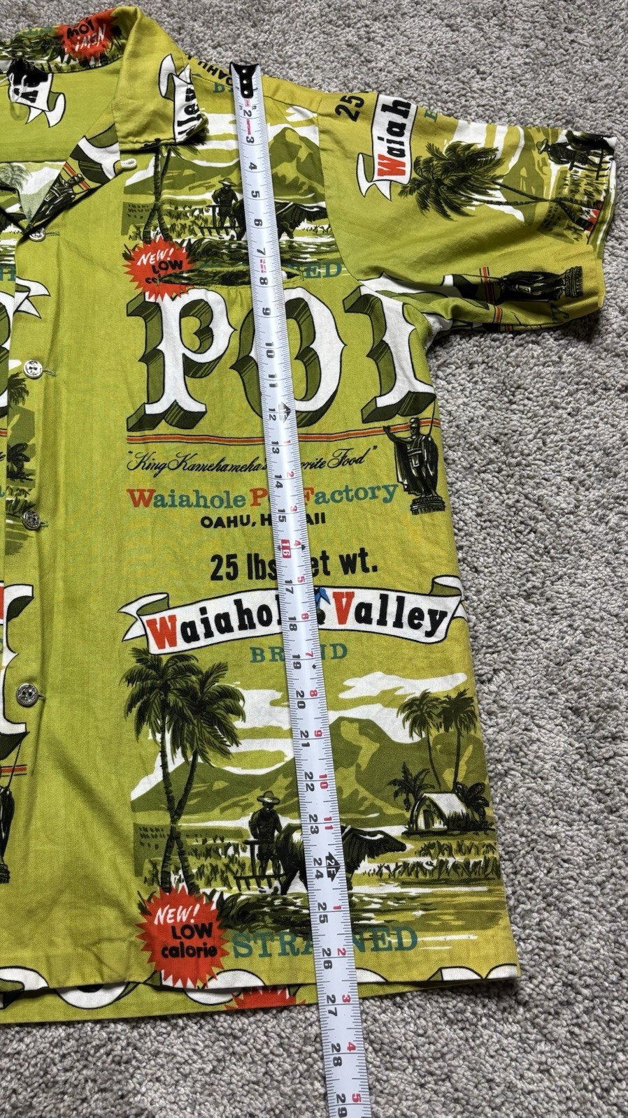 VTG Waiahole Poi Factory Hawaiian Holiday Sportswear Button Shirt Mens Food Oahu