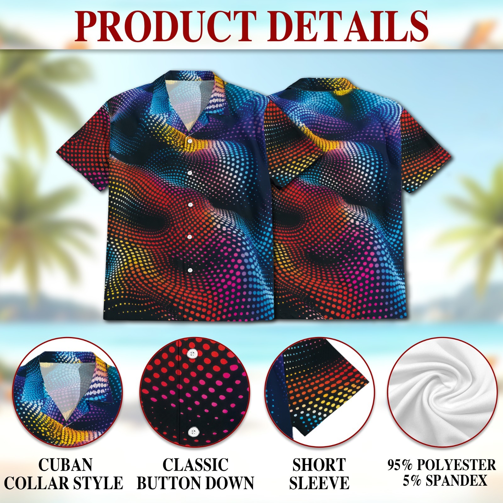 Dynamic Dots Hawaiian Shirt Abstract Pattern Summer Button Up Gift