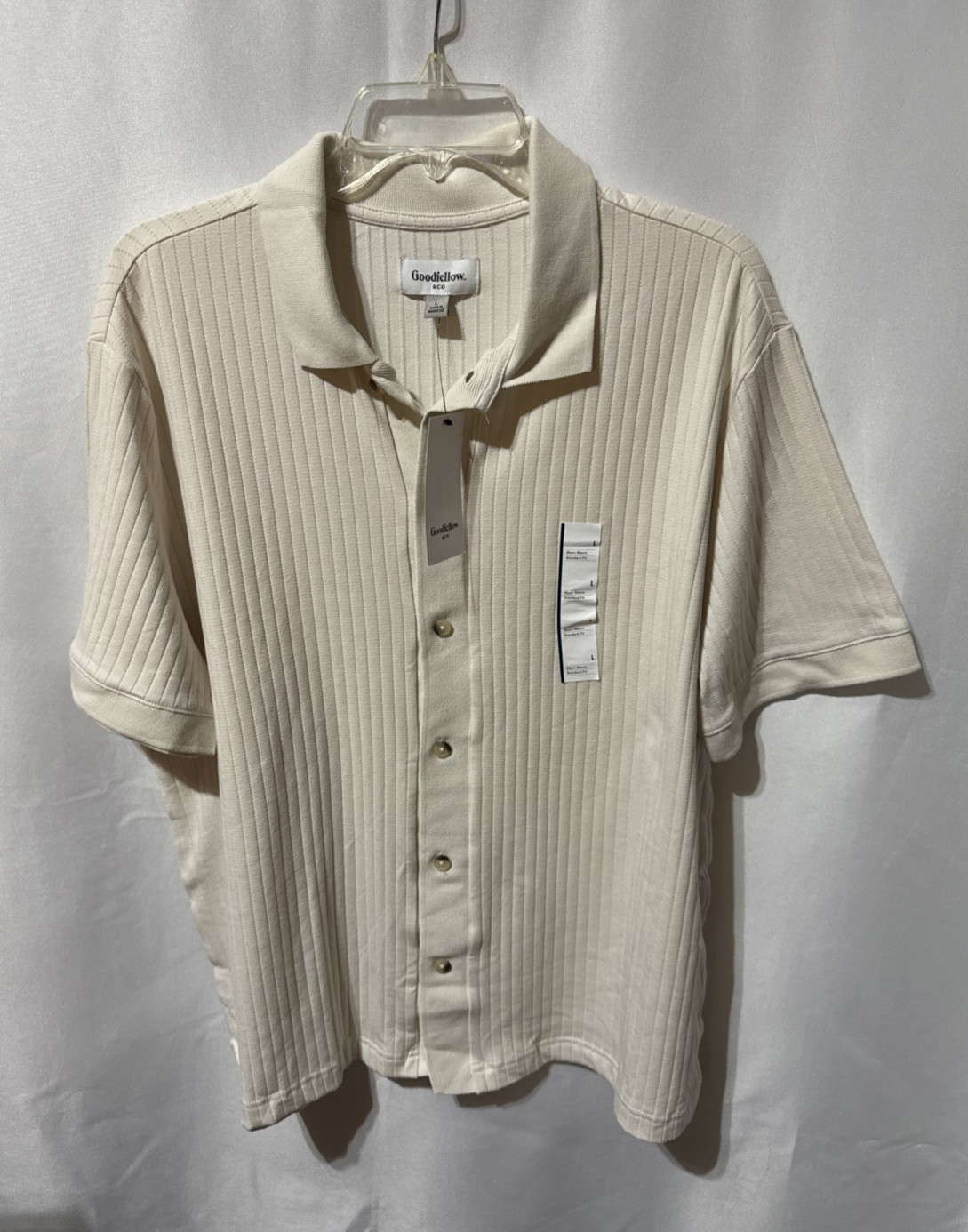 Goodfellow & Co Men’s Knit Camp Shirt Short Sleeve Button-Up Beige Choose Size