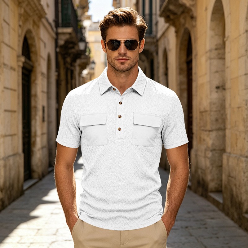 New Loose Jacquard Workwear Short Sleeve