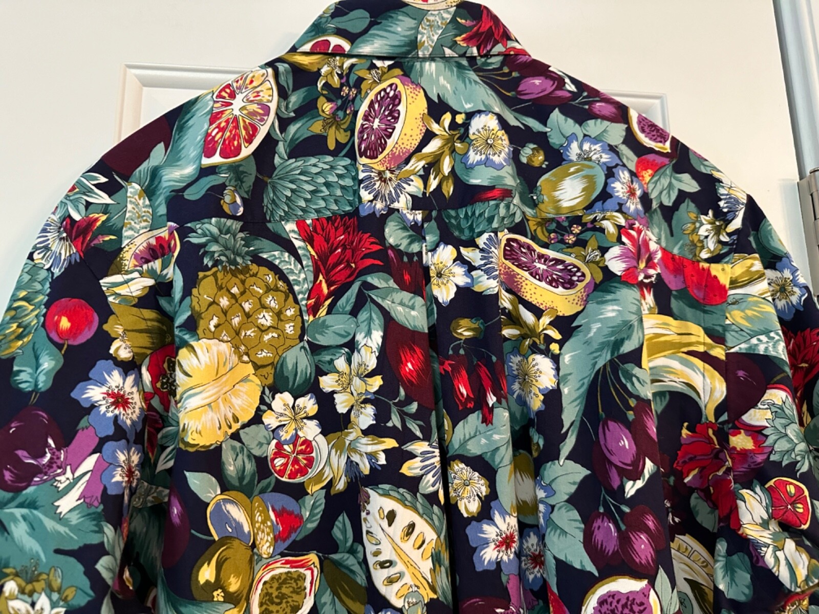 EXCELLENT Paul Fredrick Mens Cotton Hawaiian Shirt Many Fruits Pineapple size L