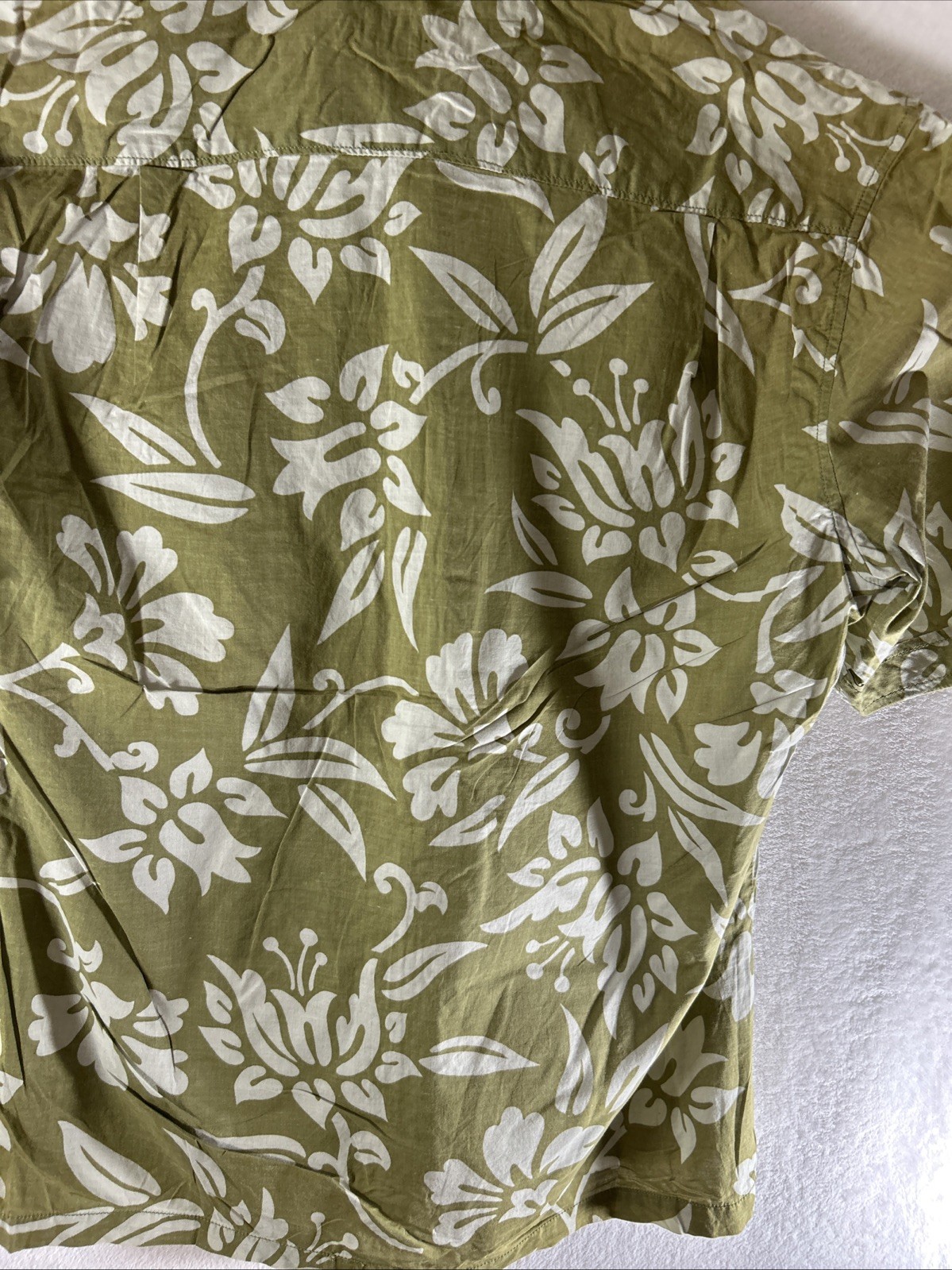 Reyn Spooner Hawaiian Shirt Green Floral Medium Cotton Vintage Free Shipping