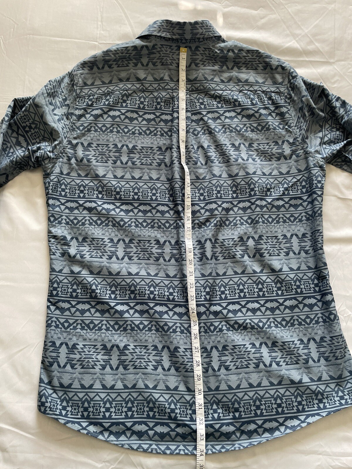 Eddie Bauer Button Down Tall Shirt Aztec Mens TXL Classic Fit Blue Outdoor