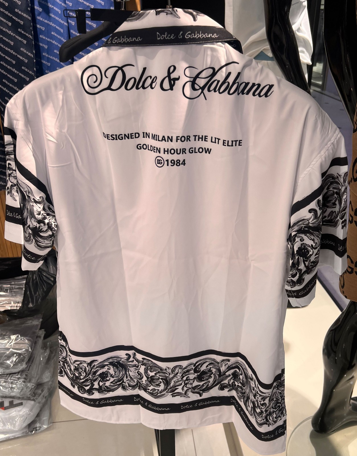 Dolce & Gabbana Majolica-Print Hawaii Button Down Short Sleeve Satin Us Shirt