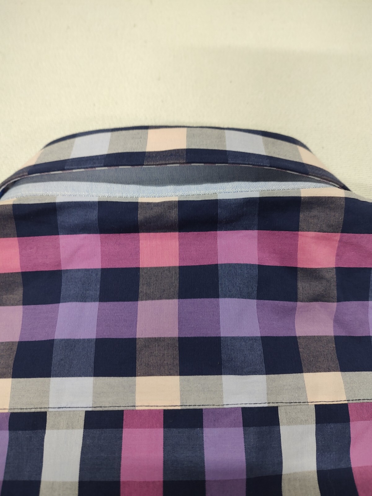 Vedoneire Flip Cuff button down L Men purple pink plaid long sleeve shirt
