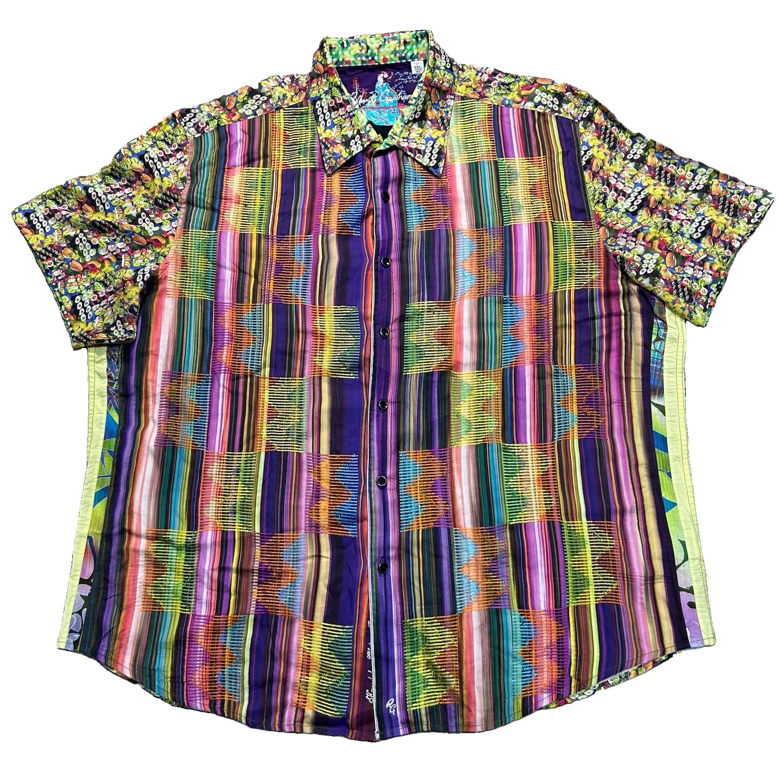 Robert Graham Men’s Multi-Color Prism Effect Short Sleeve Shirt Size 3XL