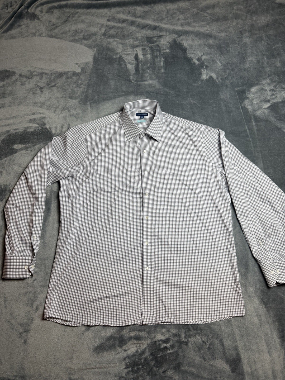Peter Millar Crown Crafted Flex Finish Shirt Size XL Gray Plaid