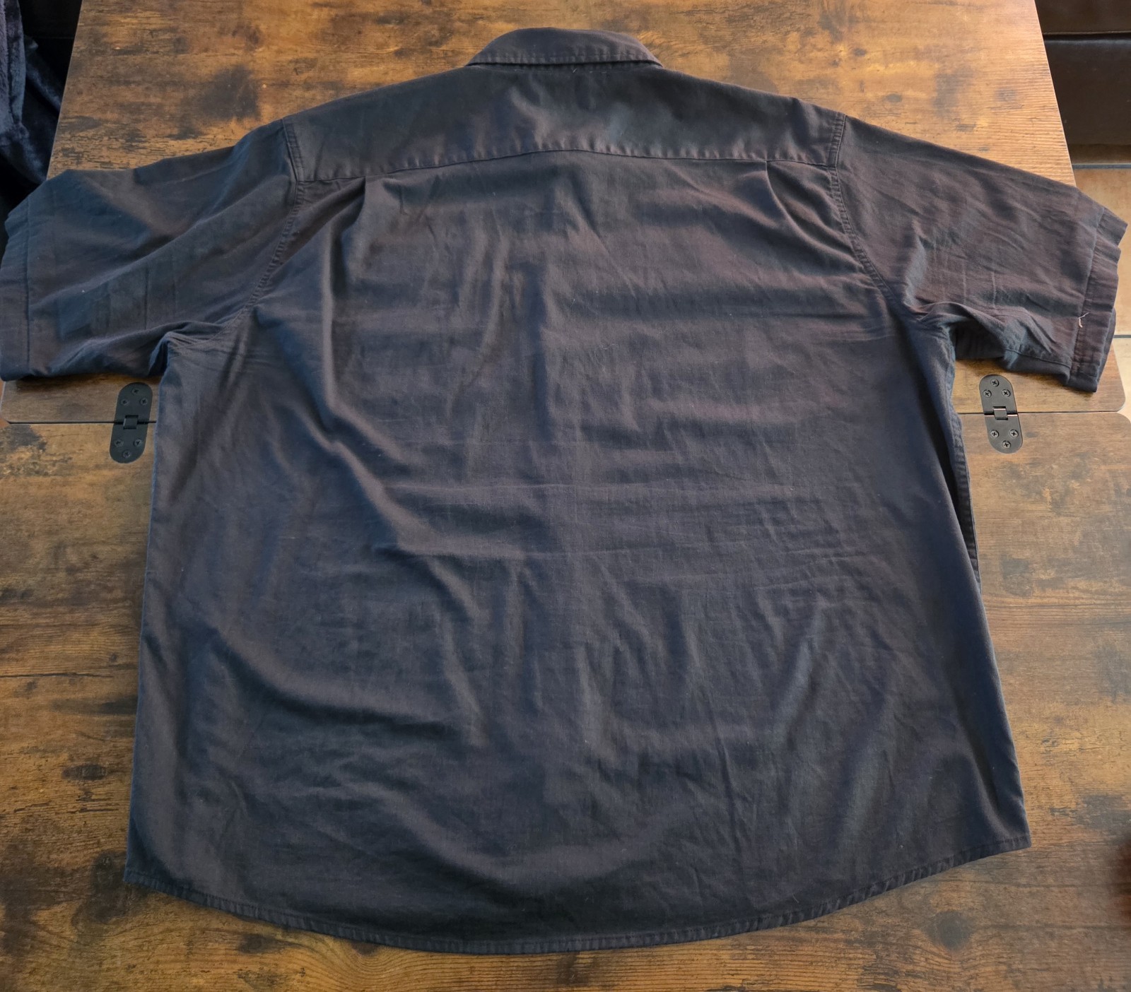 Wrangler Mens Button Up Shirt 2XL Short Sleeve Black with Pockets Cotton Blend