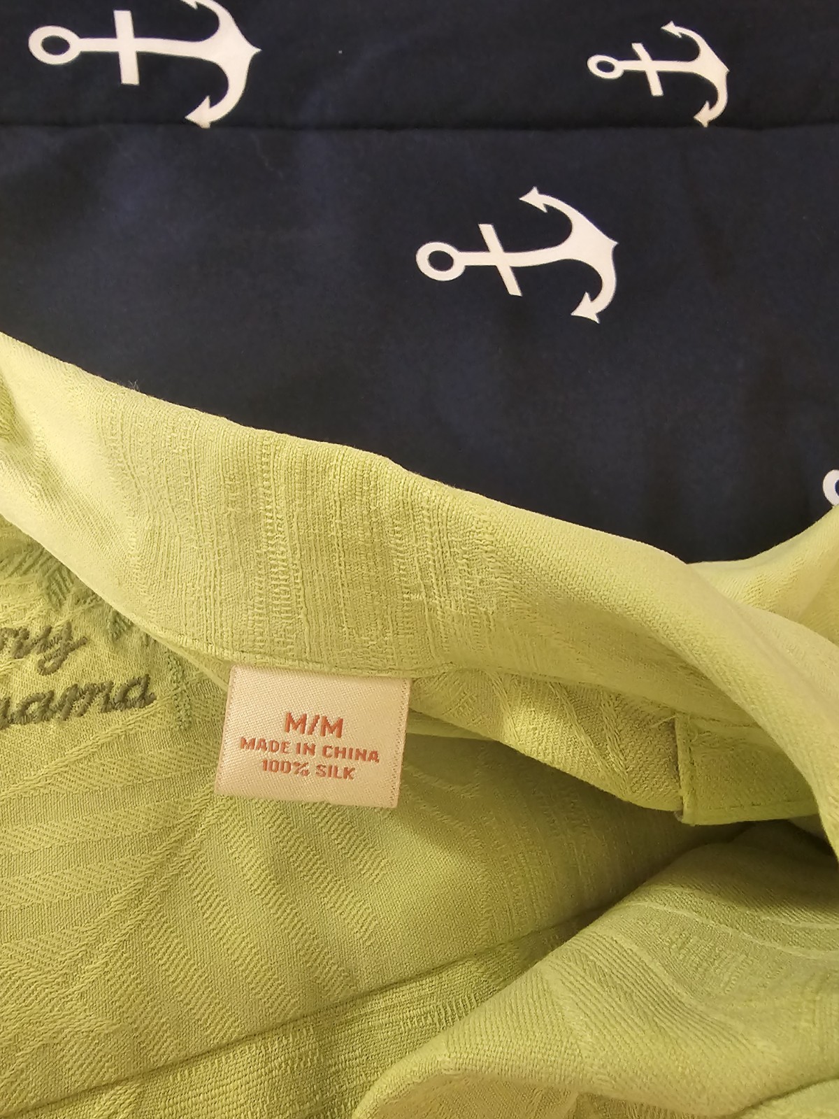 Tommy Bahama Camp Shirt Mens Large Green Silk Jacquard Tropical Floral Button Up
