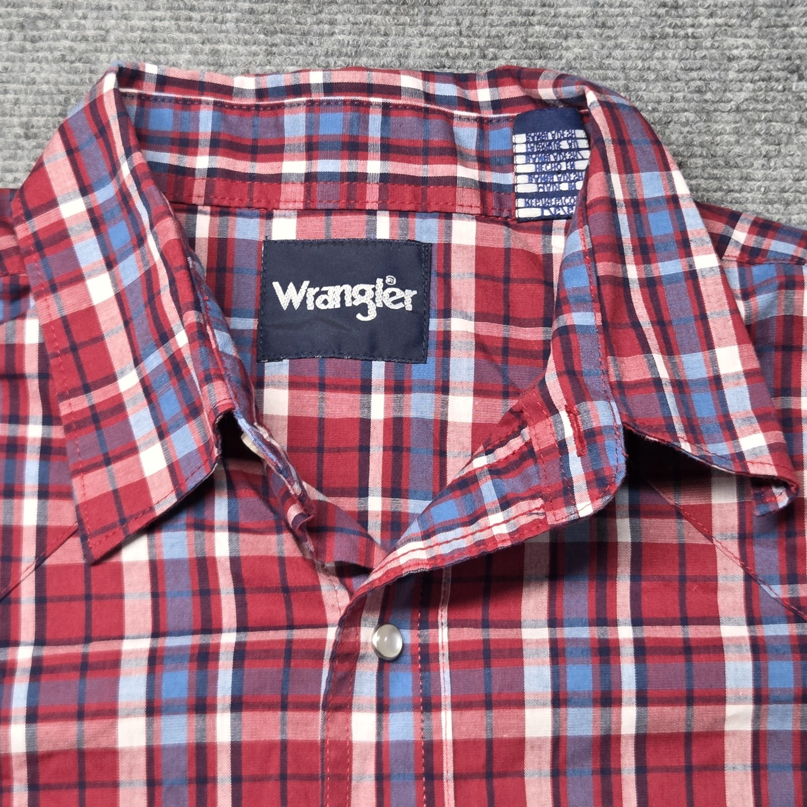 Wrangler Shirt Red Plaid Pearl Snap Western Cowboy Sz M Rodeo Lightweight