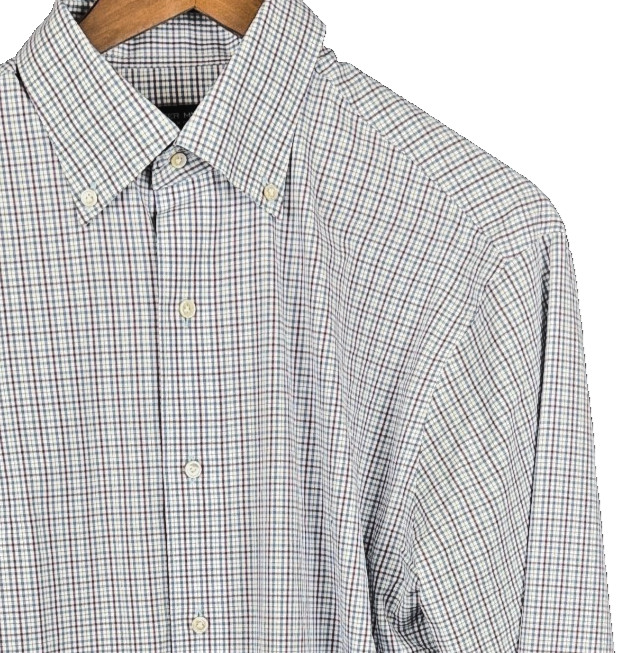 Peter Millar Crown Crafted Button Down Shirt Medium M Blue Red Check Plaid