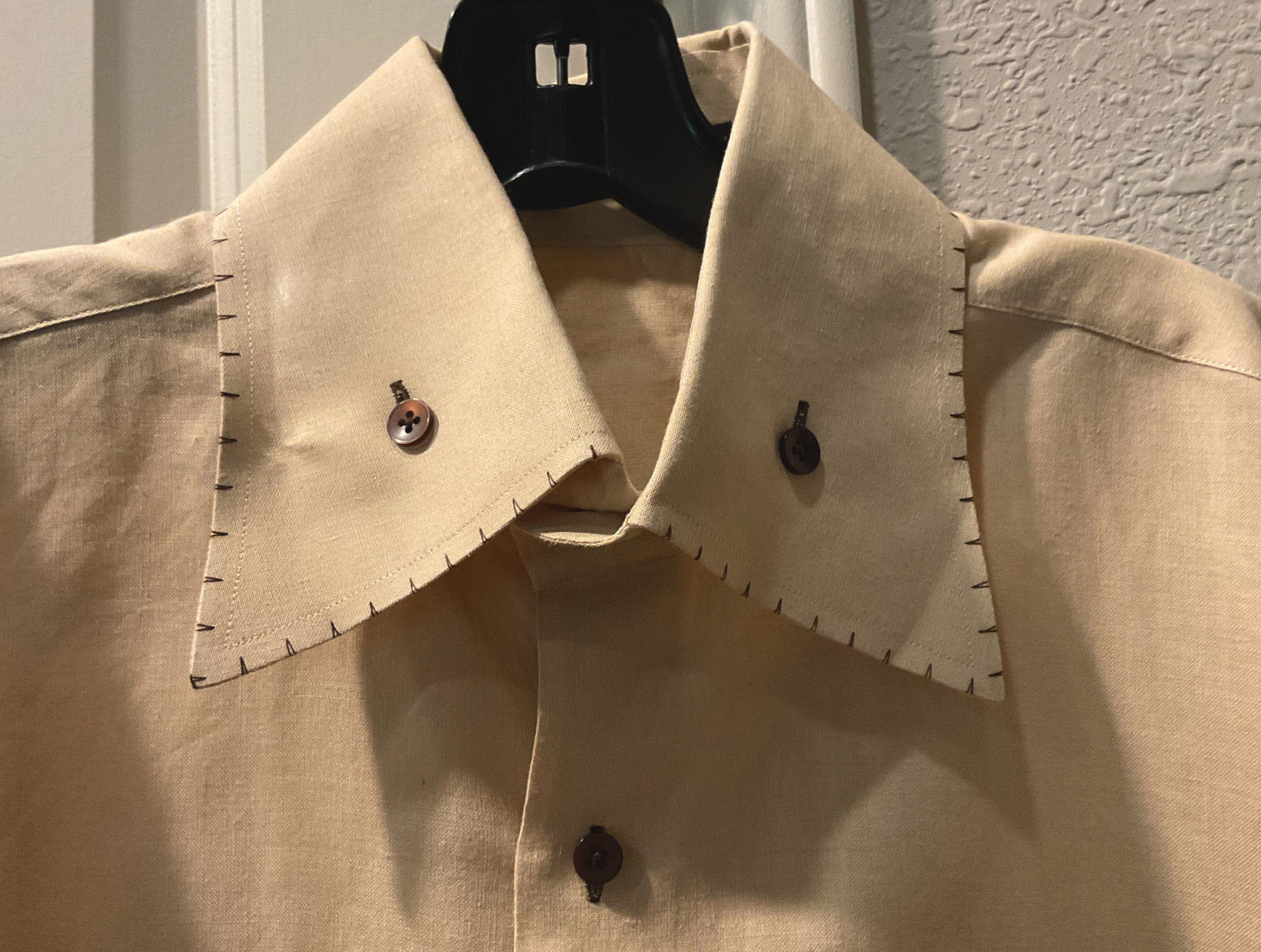 VINTAGE RARE 1990s 24;7 Inc. Mens Long Sleeve Button Down/Lg Lapel Shirt Mustard