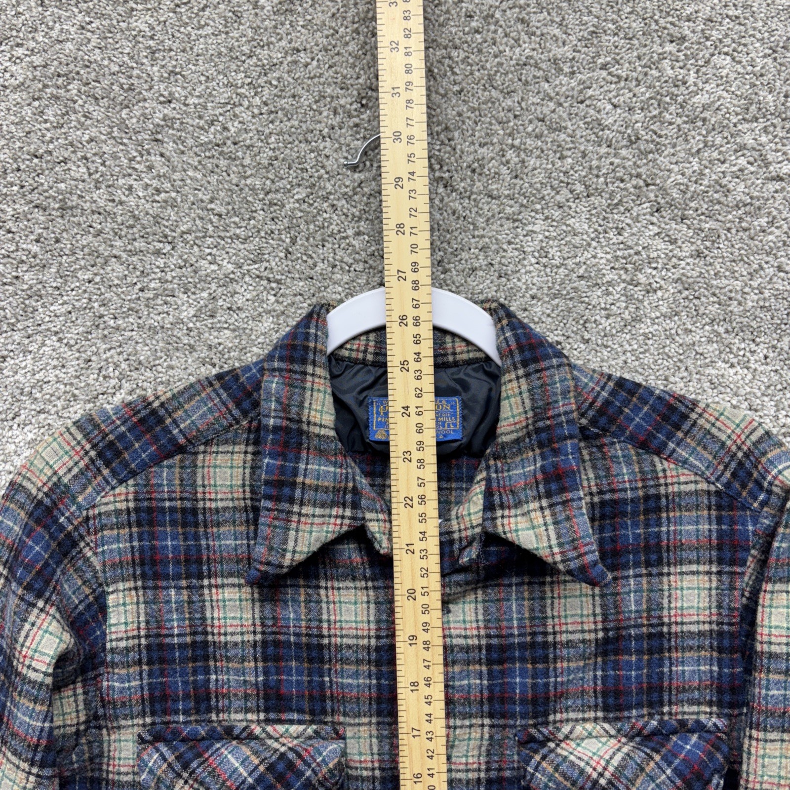 Pendleton Adults Board Plaid Vintage 60′-70’s Virgin Wool Long Sleeve Shirt SZ L