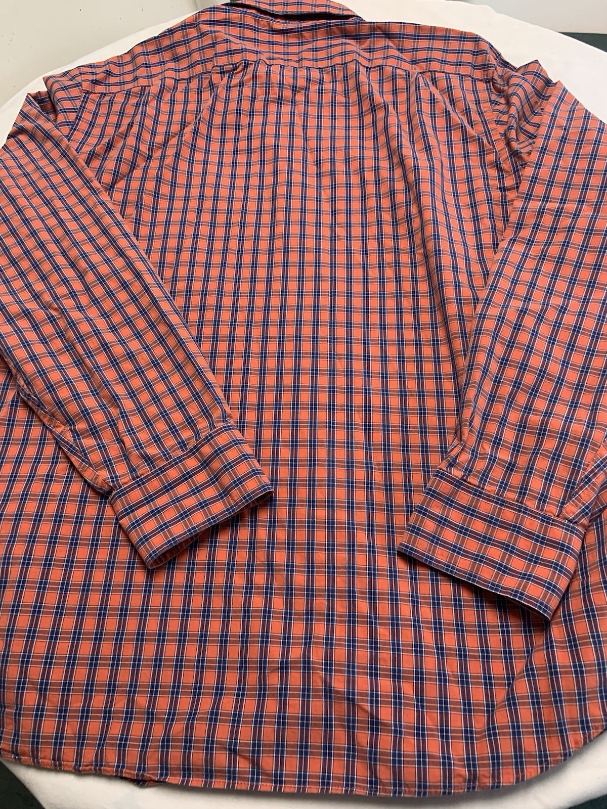 J Crew Shirt Men’s Orange Blue Check Cotton Button Down Sz XL