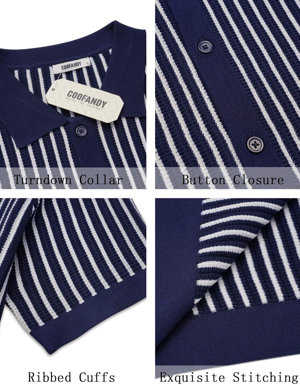 Mens Knit Button Down Shirts Short Sleeve Polo Shirt Casual