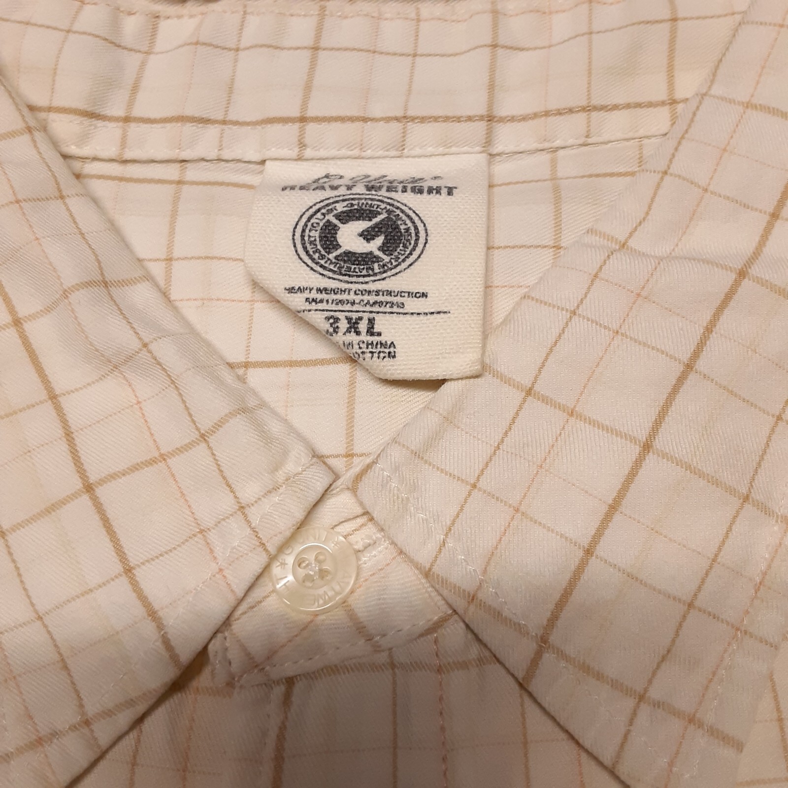 G-Unit Mens Short Sleeve Button Shirt Sz.3XL/Beige Plaid/Cotton