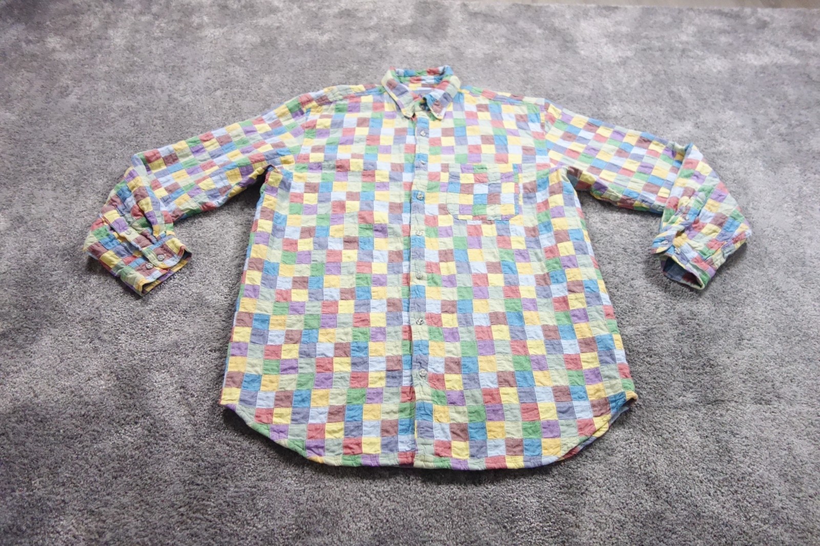 The Territory Shirt Mens XL Tall Button Up Quilted Patchwork Long Sleeve