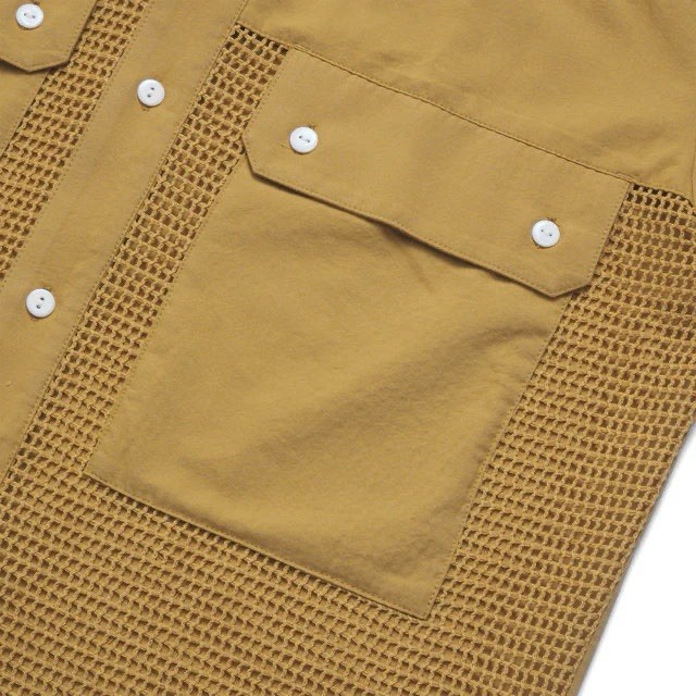 Metalwood Studio Golf Sexy Meshy Shirt Yellow Size Small Button Up $148 Msrp