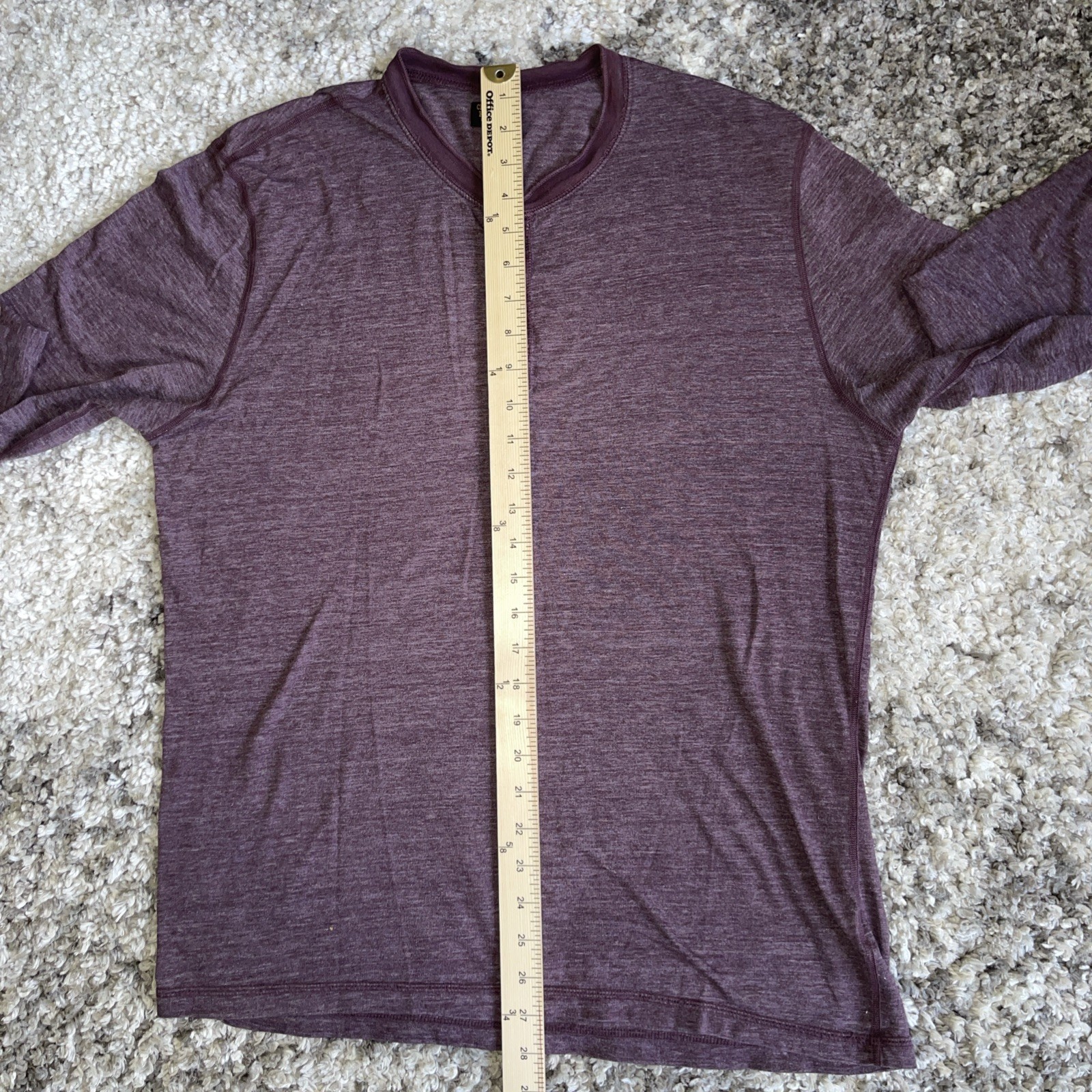 Civilianaire Knitwear Henley Purple Crew Neck T Shirt Mens MED Long Sleeve USA